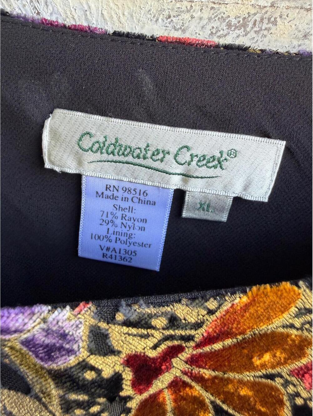 Coldwater Creek Long Bell Sleeve Round Neck Asymmetry Paisley Blouse Size XL - Picture 3 of 8